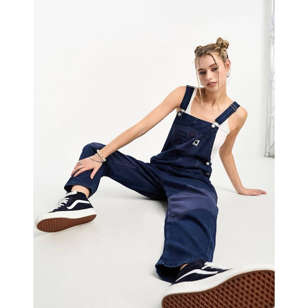 Carhartt Work In Progress WiP Women’s XS Alma Blue Bib Overalls Straight Leg EUC - Picture 2 of 13